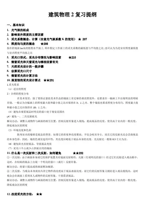 建筑物理2复习提纲--整理