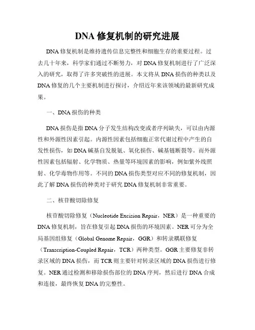 DNA修复机制的研究进展