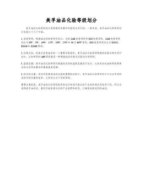 美孚油品化验等级划分