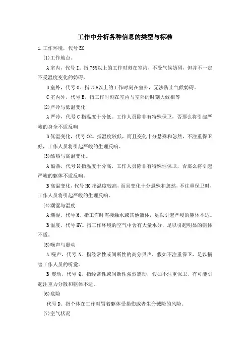 工作中分析各种信息的类型与标准