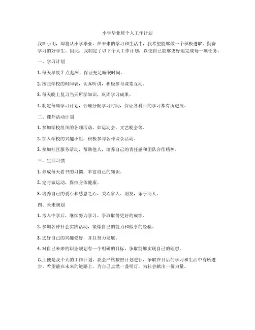小学毕业班个人工作计划