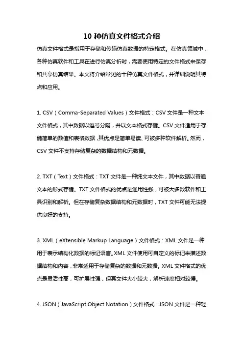 10种仿真文件格式介绍