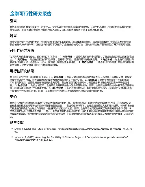 金融可行性研究报告