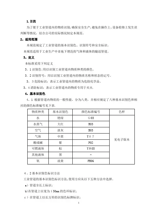 工业管道颜色及标识规范74532
