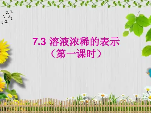 化学课件-初三-溶液浓稀的表示课件(一)