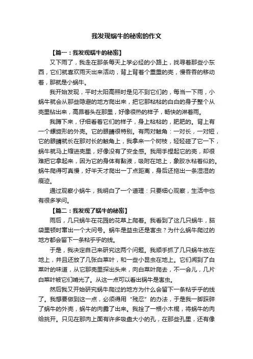 我发现蜗牛的秘密的作文