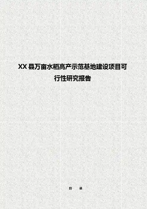 XX县万亩水稻高产示范基地建设项目可行性研究报告
