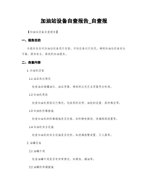 加油站设备自查报告_自查报