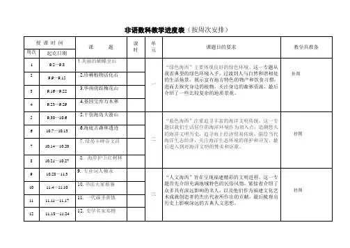 六上海西家园教学进度表