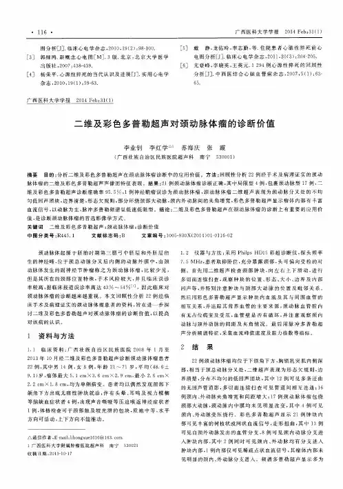 二维及彩色多普勒超声对颈动脉体瘤的诊断价值