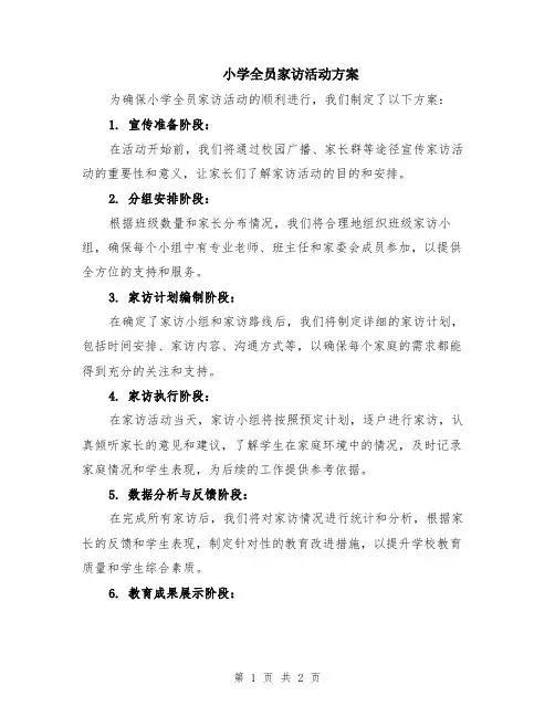 小学全员家访活动方案