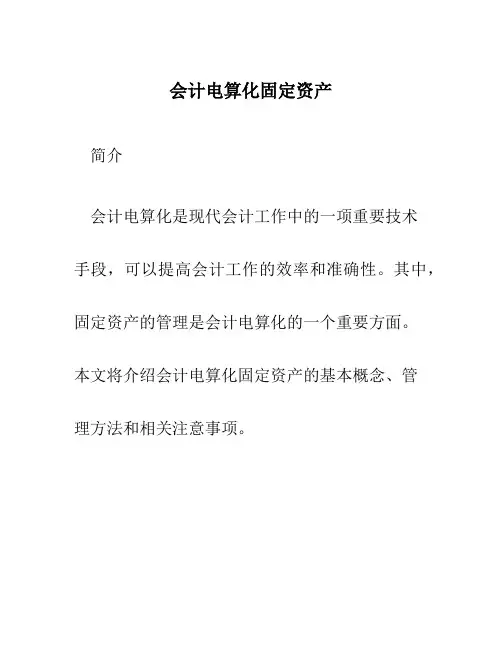 会计电算化固定资产