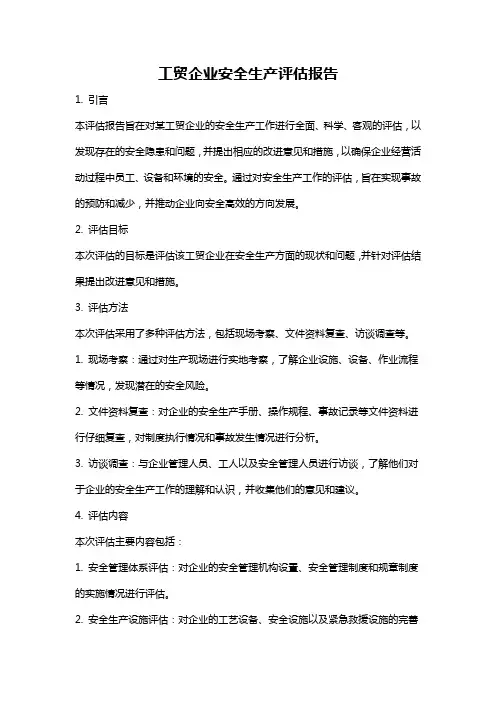 工贸企业安全生产评估报告