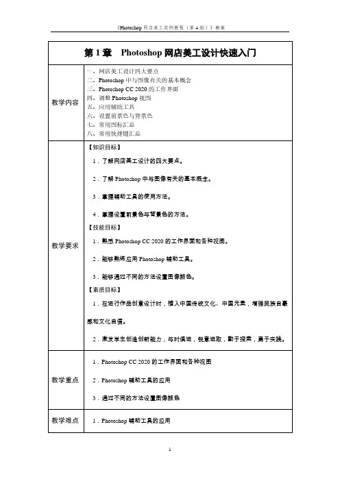 Photoshop网店美工实例教程 第4版 教案