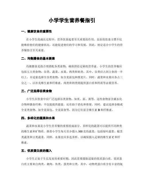 小学学生营养餐指引