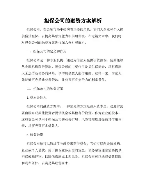 担保公司的融资方案解析