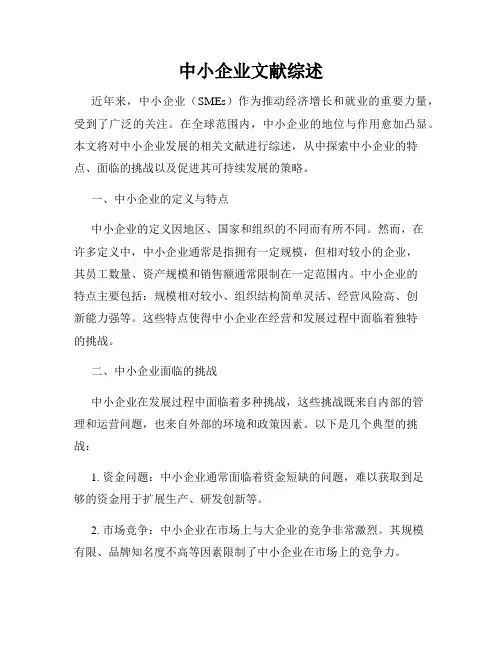 中小企业文献综述