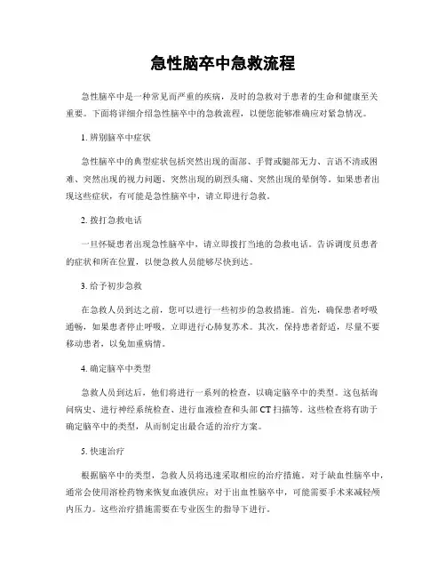 急性脑卒中急救流程