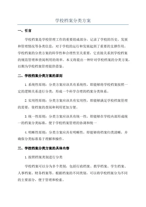 学校档案分类方案
