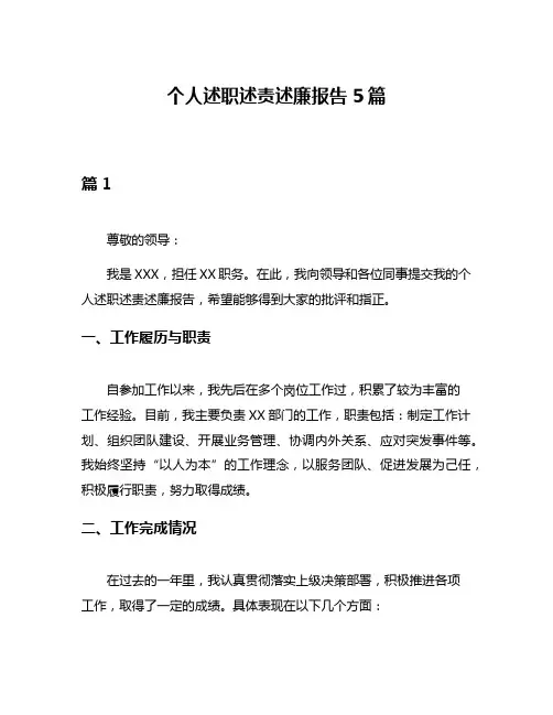 个人述职述责述廉报告5篇