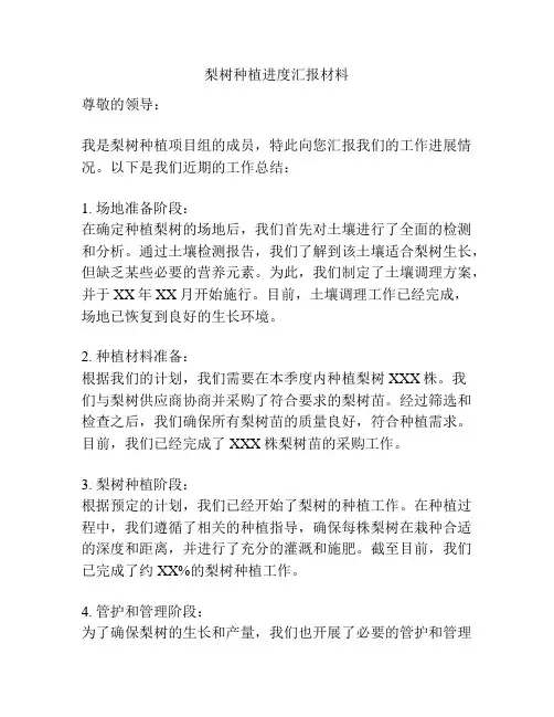 梨树种植进度汇报材料