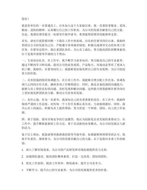督导升级申请书