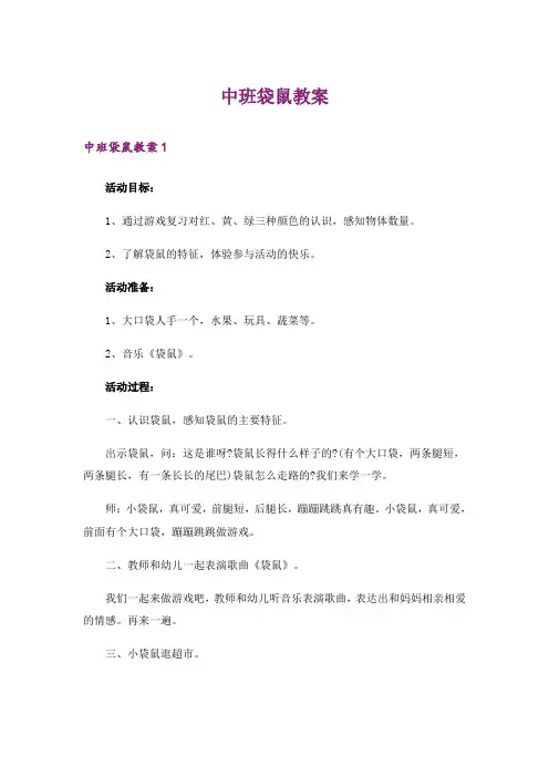 中班袋鼠教案