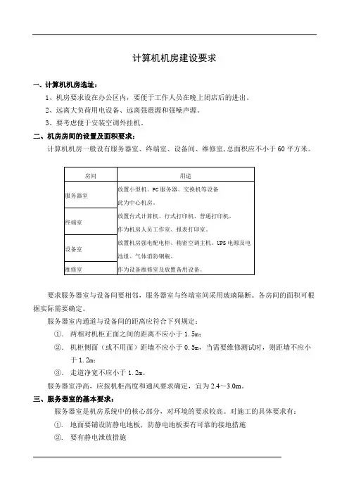 机房建设要求