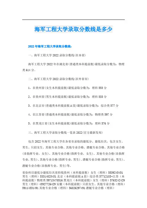 海军工程大学录取分数线是多少