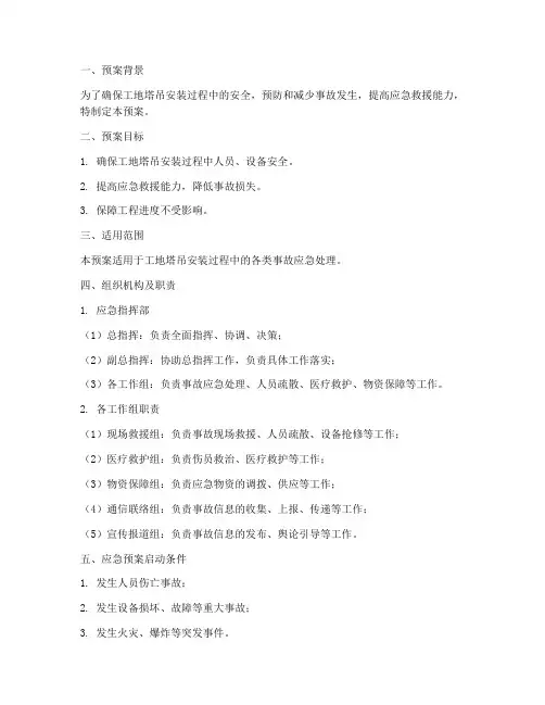 工地塔吊安装应急预案
