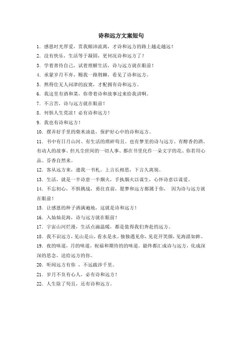 诗和远方文案短句