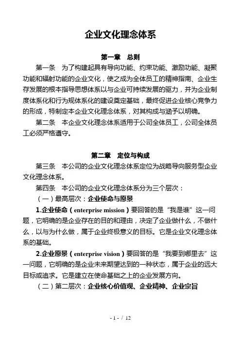 企业文化理念体系