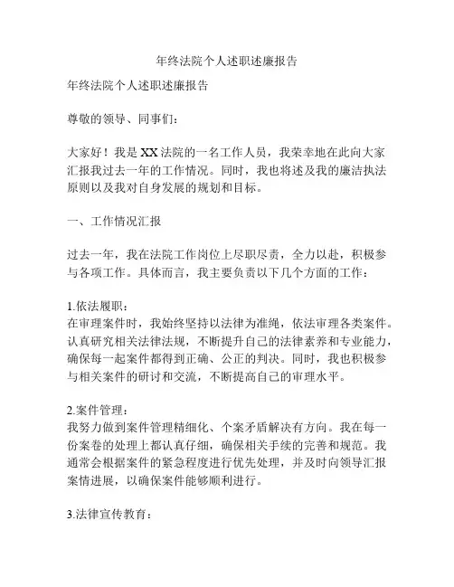 年终法院个人述职述廉报告