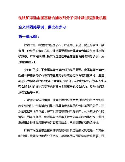 钛铁矿浮选金属基螯合捕收剂分子设计及过程强化机理