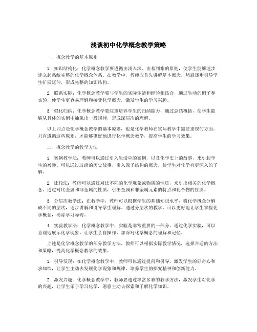 浅谈初中化学概念教学策略