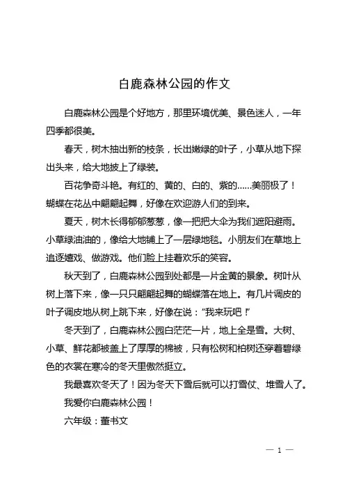 白鹿森林公园的作文