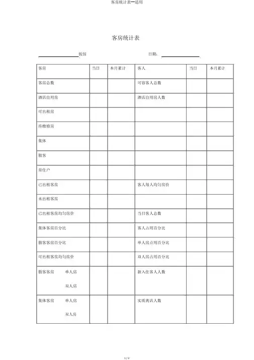 客房统计表--实用