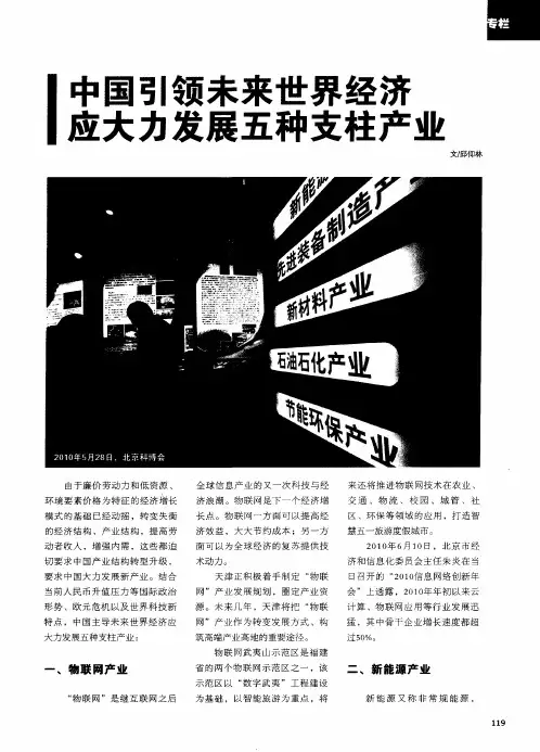 中国引领未来世界经济应大力发展五种支柱产业