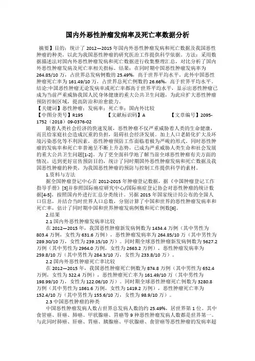 国内外恶性肿瘤发病率及死亡率数据分析