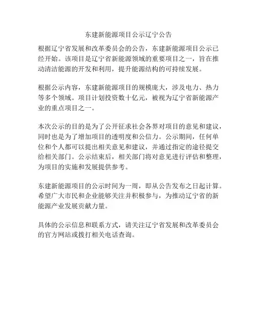 东建新能源项目公示辽宁公告