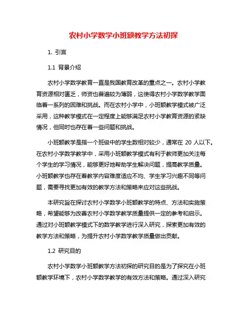 农村小学数学小班额教学方法初探