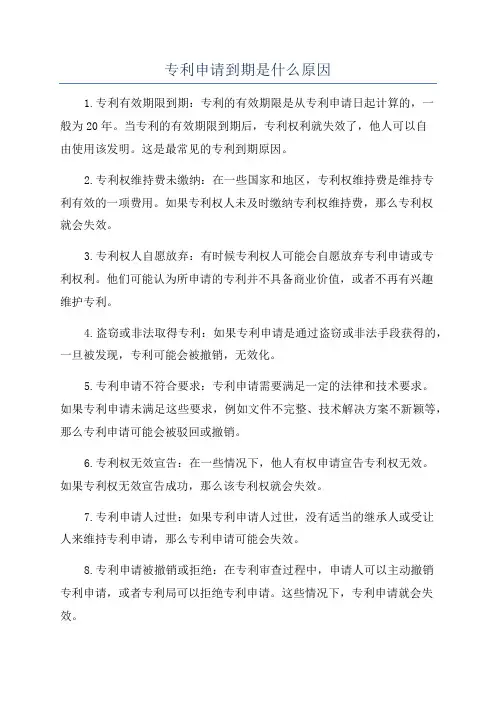 专利申请到期是什么原因