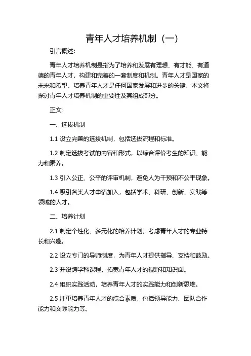 青年人才培养机制(一)