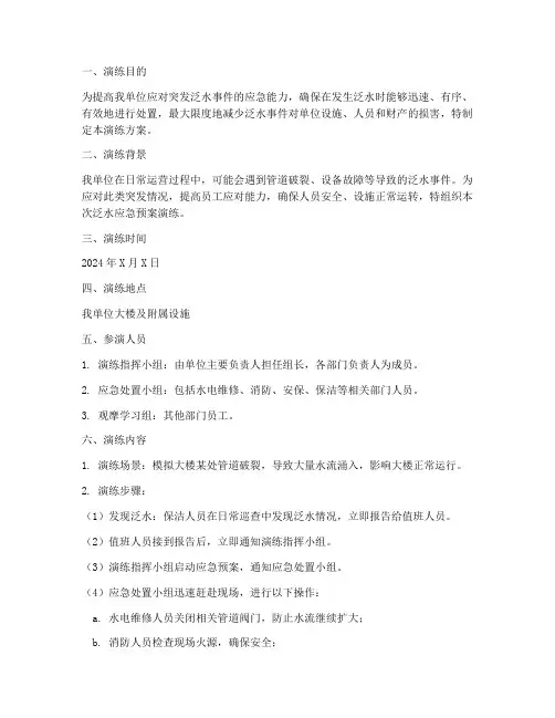 泛水应急预案演练方案