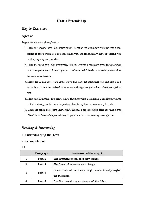 全新版大学进阶英语综合教程第二册答案U3 Key to Exercises