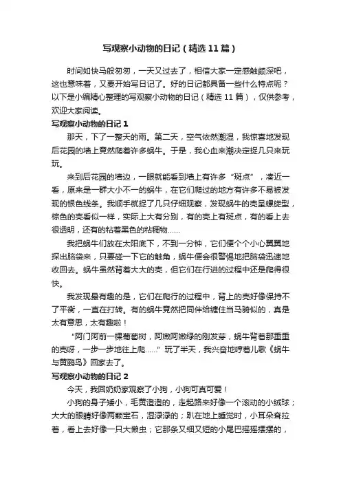 写观察小动物的日记（精选11篇）