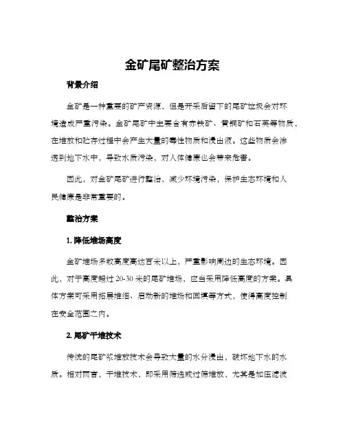 金矿尾矿整治方案