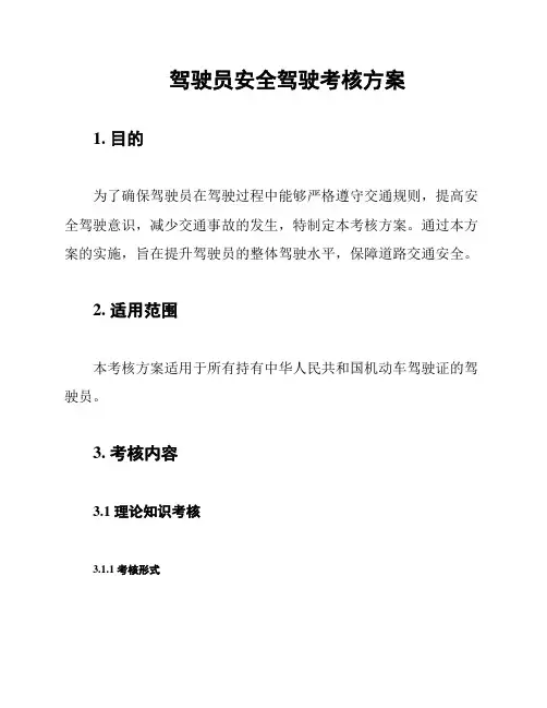 驾驶员安全驾驶考核方案