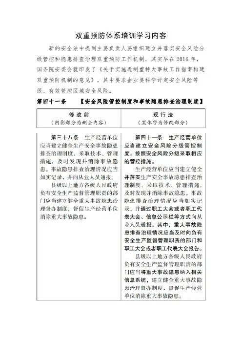 双重预防体系培训学习内容