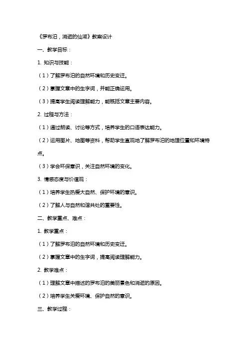 《罗布泊,消逝的仙湖》教案设计